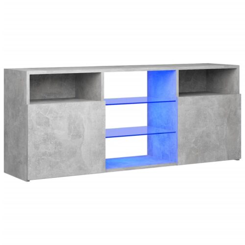 TV Cabinet with LED Lights Concrete Grey 120x30x50cm - Image 2
