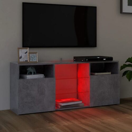 TV Cabinet with LED Lights Concrete Grey 120x30x50cm - Image 3