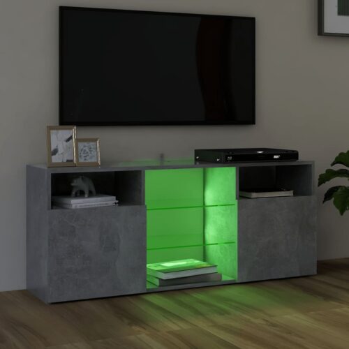 TV Cabinet with LED Lights Concrete Grey 120x30x50cm - Image 4