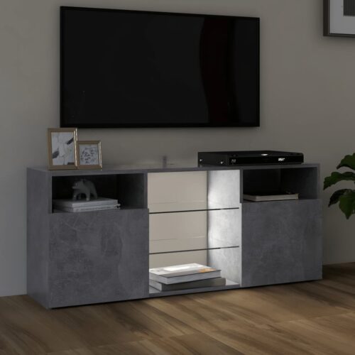 TV Cabinet with LED Lights Concrete Grey 120x30x50cm - Image 5