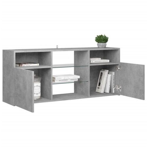 TV Cabinet with LED Lights Concrete Grey 120x30x50cm - Image 6