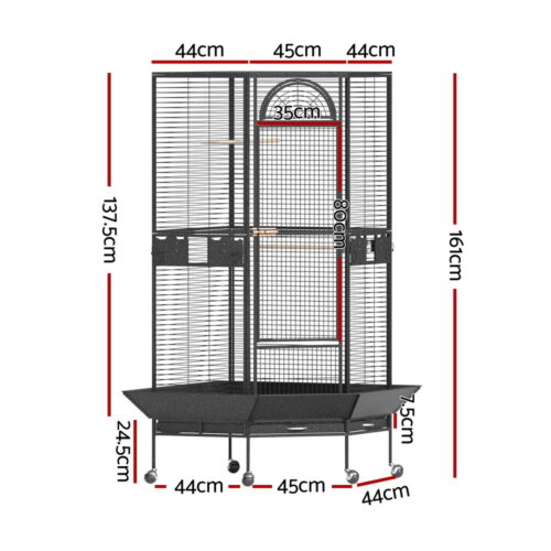 i.Pet Bird Cage Large Jumbo Aviary Budgie Perch Cage Parrot Stand Wheels Corner - Image 2