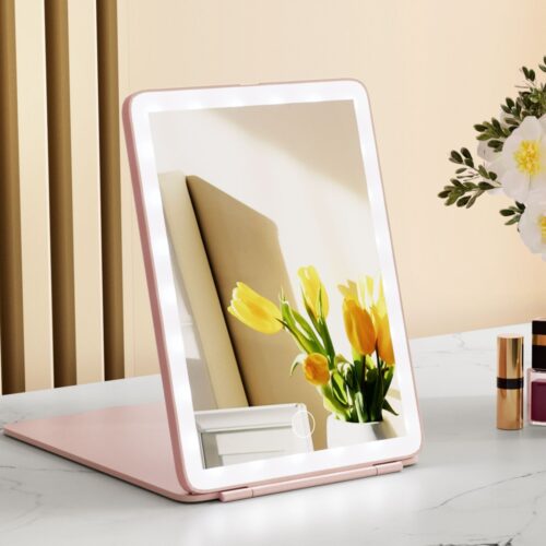 Embellir Compact Makeup Mirror w/ LED Light Portable Foldable Travel Beauty Pink - Image 7