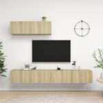 TV Cabinets 3pcs Wooden Shelf Rack Storage Table Entertainment Unit
