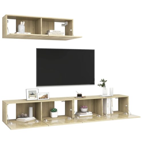 TV Cabinets 3pcs Wooden Shelf Rack Storage Table Entertainment Unit - Image 3