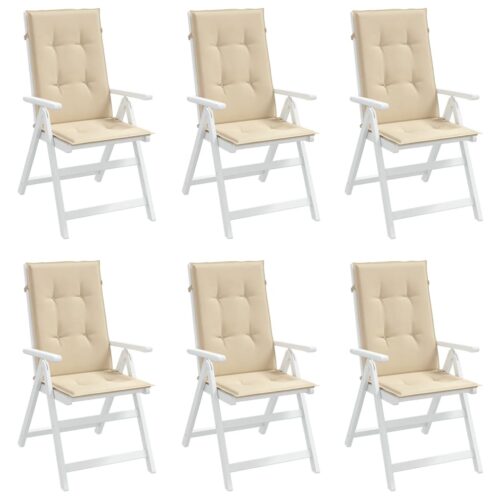 Garden Highback Chair Cushions 6pcs Beige 120x50x3cm Fabric - Image 3