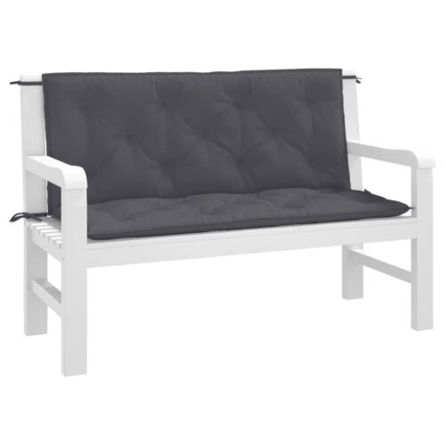 2pcs Garden Bench Cushions Patio Chair Seat Pads  Oxford Fabric Anthracite Grey 120x50x7cm - Image 3