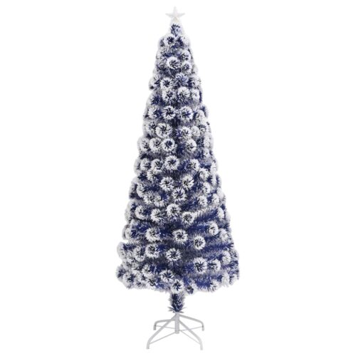 Artificial Pre-lit Christmas Xmas Tree White Blue 210cm Fibre Optic - Image 2
