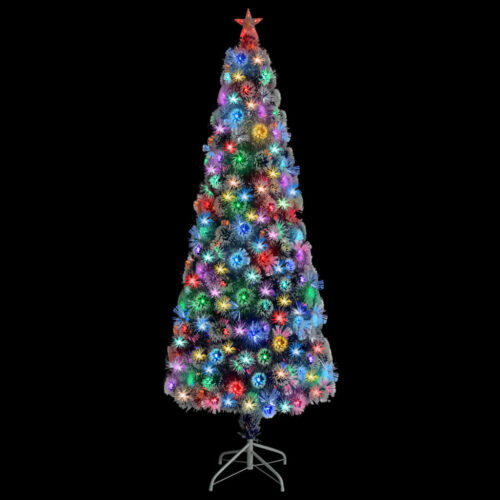 Artificial Pre-lit Christmas Xmas Tree White Blue 210cm Fibre Optic - Image 3