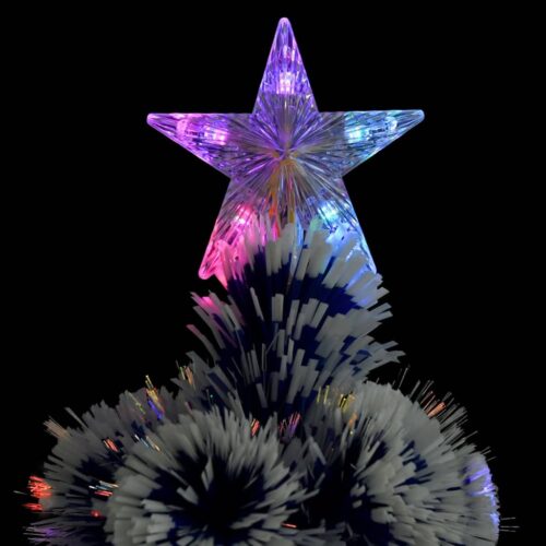 Artificial Pre-lit Christmas Xmas Tree White Blue 210cm Fibre Optic - Image 4