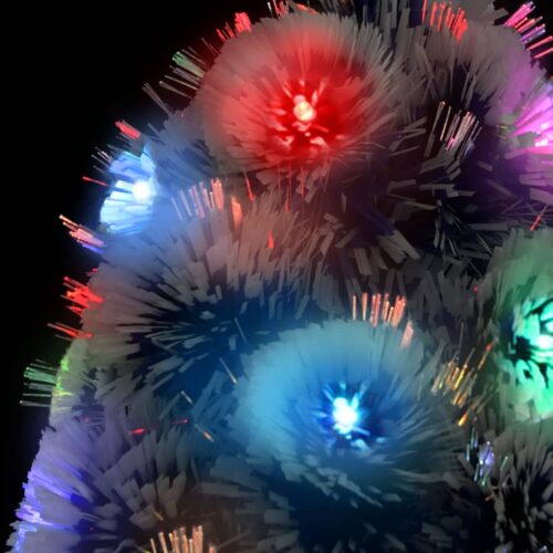 Artificial Pre-lit Christmas Xmas Tree White Blue 210cm Fibre Optic - Image 5