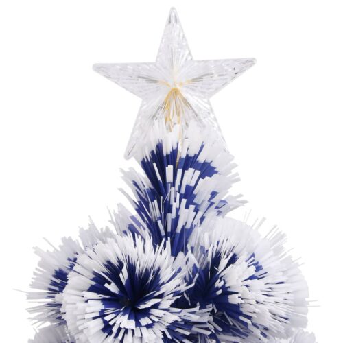 Artificial Pre-lit Christmas Xmas Tree White Blue 210cm Fibre Optic - Image 6