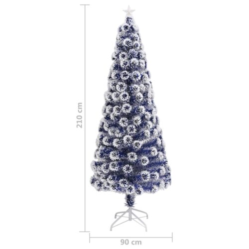 Artificial Pre-lit Christmas Xmas Tree White Blue 210cm Fibre Optic - Image 9
