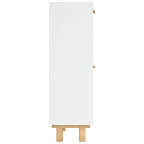 Shoe Cabinet White Wooden Natural Rattan Hallway Entry Shoes Storage Shelf Rack Organiser - Image 6