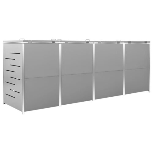 Quadruple Wheelie Bin Shed 276.5x77.5x112.5cm Stainless Steel - Image 7