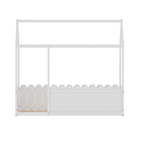 Artiss Bed Frame Wooden Kids House Single Frame White KORI - Image 3