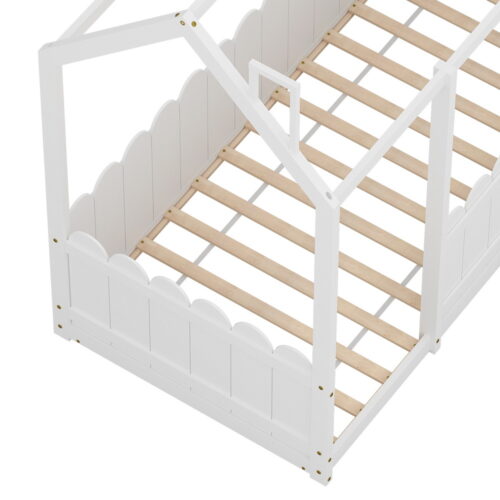 Artiss Bed Frame Wooden Kids House Single Frame White KORI - Image 4
