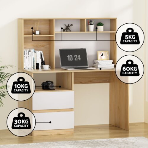 Artiss Computer Desk Office Study Desks Table Bookshelf Drawer - Image 5
