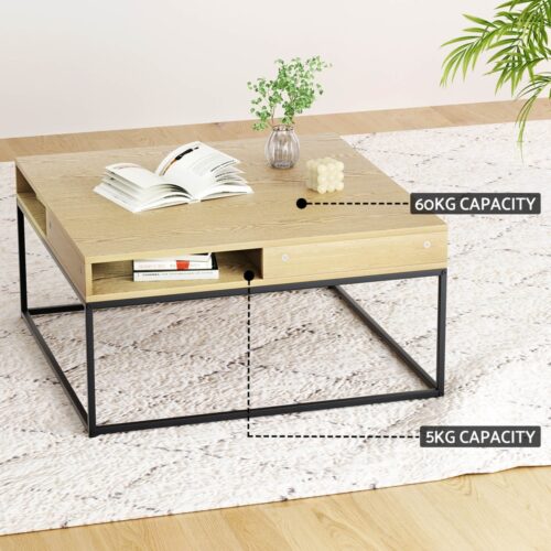 Artiss Coffee Table Storage Shelf Metal Frame - Image 5