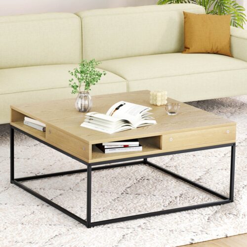Artiss Coffee Table Storage Shelf Metal Frame - Image 7
