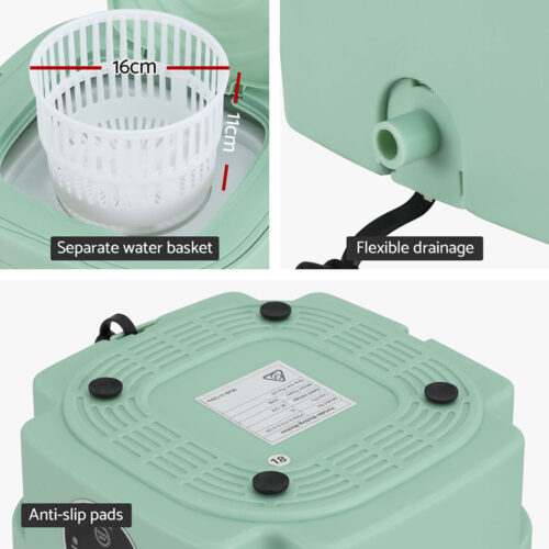 Devanti Portable Washing Machine 8L Green - Image 6