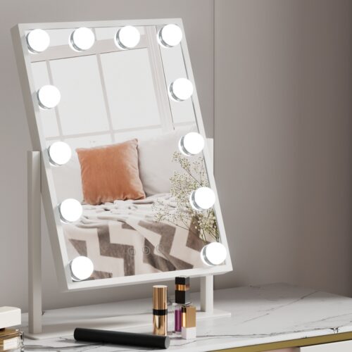 Embellir Makeup Mirror 30x41cm Hollywood Vanity with LED Light Rotation Tabletop - Image 7