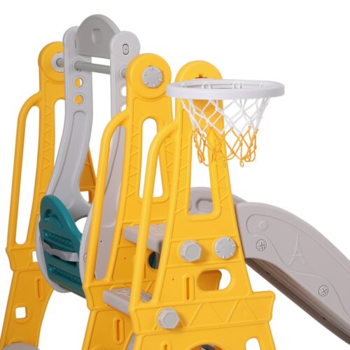 Keezi Kids Slide Swing Set Basketball Outdoor Toys Adjustable Height 140cm Green - Image 4