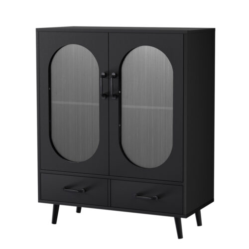 Artiss Buffet Sideboard Double Doors - Black - Image 3