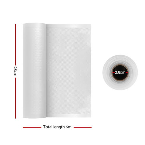 4 Rolls Food Vacuum Sealer Bags Storage Saver Heat Sealing Bag Pack 28CMX6M - Image 2