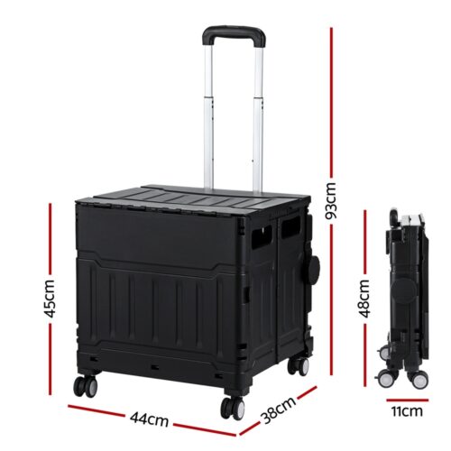 Emajin Shopping Trolley Cart 75L Foldable Black - Image 2