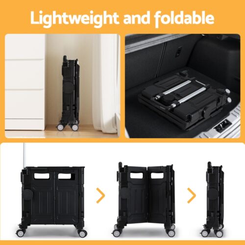 Emajin Shopping Trolley Cart 75L Foldable Black - Image 5