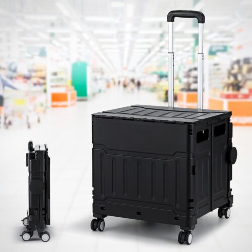 Emajin Shopping Trolley Cart 75L Foldable Black - Image 7