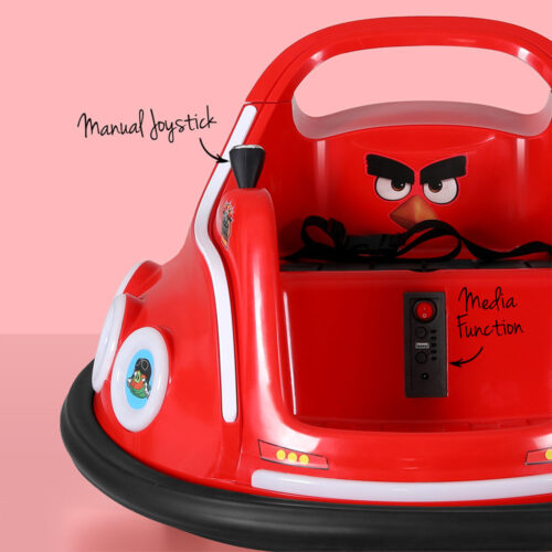 Kids Ride On Car Bumper Electric Ride On Cars Light Remote Angry Birds Sticker Red - Image 4