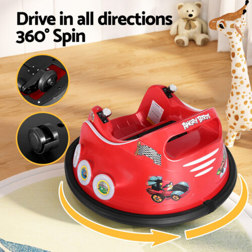 Kids Ride On Car Bumper Electric Ride On Cars Light Remote Angry Birds Sticker Red - Image 6