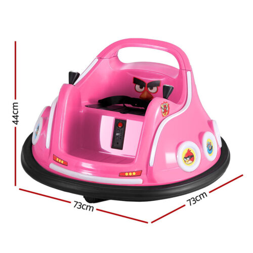 Kids Ride On Car Bumper Electric Ride On Cars Light Remote Angry Birds Sticker Pink - Image 2