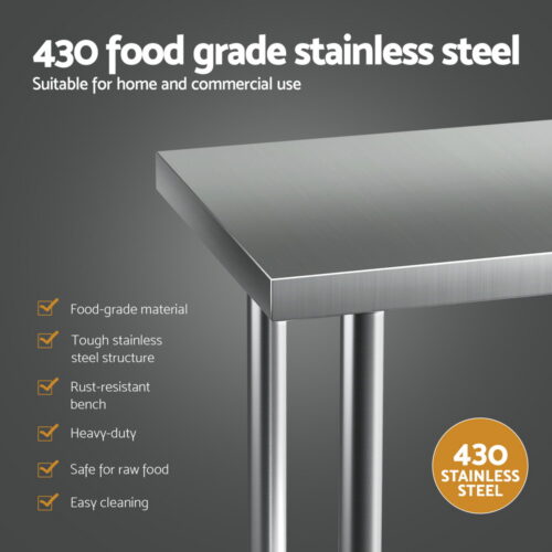 Cefito Stainless Steel Kitchen Benches Work Bench 910x610mm 430 - Image 3