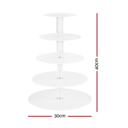 5-Star Chef Cake Stand 5 Tiers Acrylic Holder Display Round Clear Wedding Party - Image 2