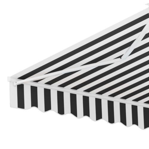 Instahut Retractable Folding Arm Awning Manual Sunshade 3Mx2.5M Grey White - Image 3