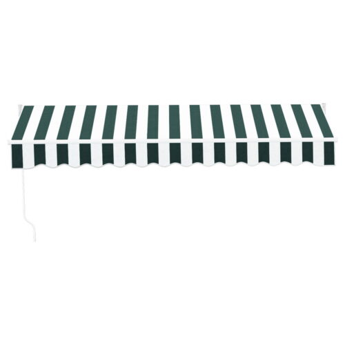 Instahut Retractable Folding Arm Awning Manual Sunshade 3Mx2.5M Green White - Image 3