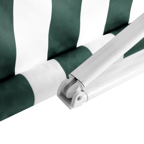 Instahut Retractable Folding Arm Awning Manual Sunshade 3Mx2.5M Green White - Image 6