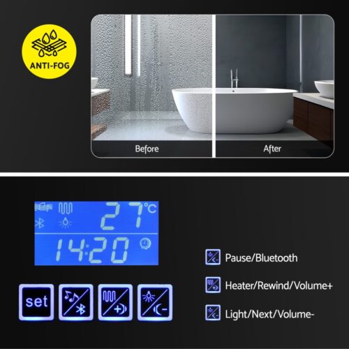 Bathroom Mirror Cabinet LED Light 900x720mm Medicine Wall Storage - Image 6