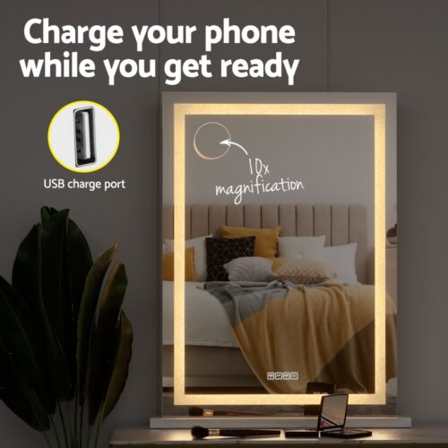 Embellir Bluetooth Makeup Mirror 58x80cm Hollywood Vanity with LED Light Crystal - Image 6