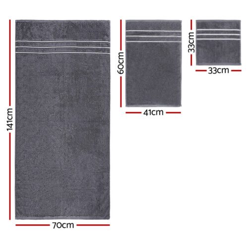 6 Pack Bath Towels Set Cotton Towel Grey - Image 2