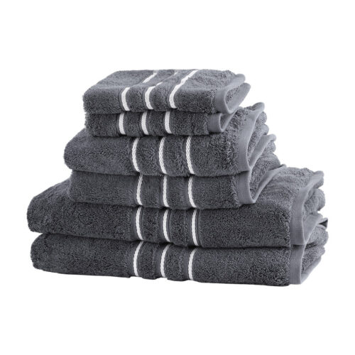 6 Pack Bath Towels Set Cotton Towel Grey - Image 3