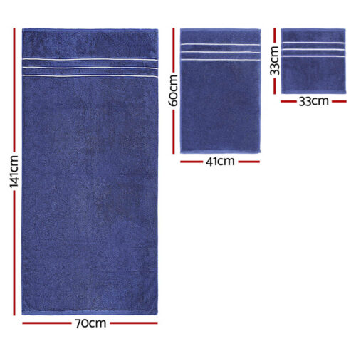 6 Pack Bath Towels Set Cotton Towel Navy - Image 2