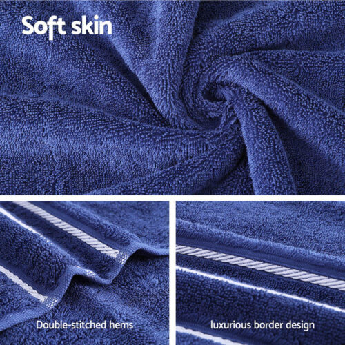 6 Pack Bath Towels Set Cotton Towel Navy - Image 6