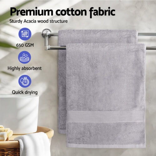 2 Pack Bath Sheets Set Cotton Extra Large Towel Grey - Image 5