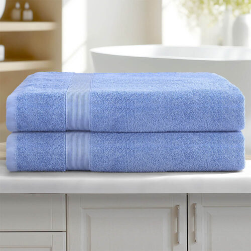 2 Pack Bath Sheets Set Cotton Extra Large Towel Blue - Image 7
