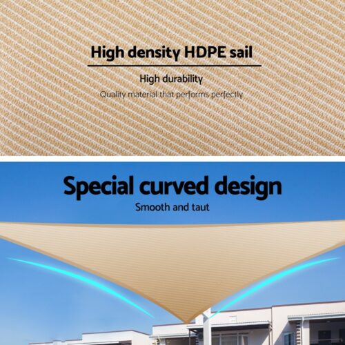 Instahut Shade Sail Cloth Shadecloth Triangle Sun Canopy 6.1x6.1x6.1M - Image 4
