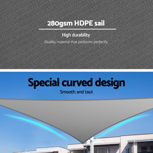 Instahut Shade Sail Cloth Shadecloth Canopy Triangle 280gsm 5x5x7.1m - Image 4